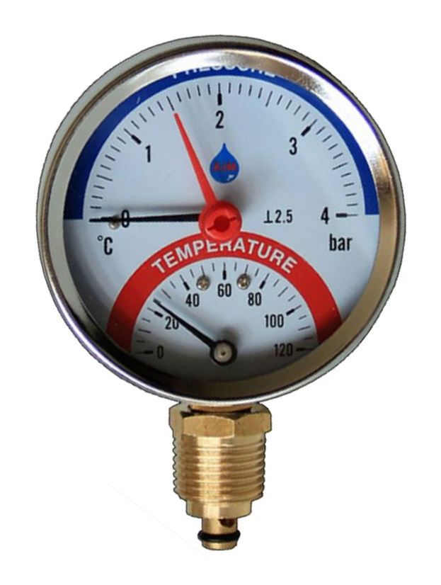 80mm Dial 0-120c 0-4 Bar Side Entry Temperature Pressure Gauge 1/2inch Bsp Thermomanometer