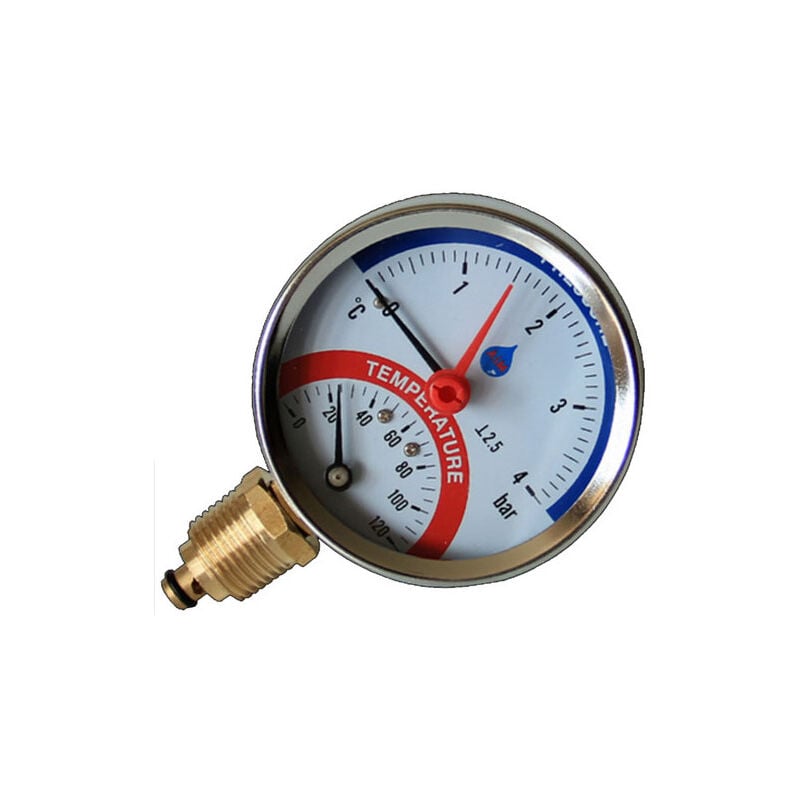 80mm 6bar manomètre de température entrée latérale 120C 1/2' thermomanomètre