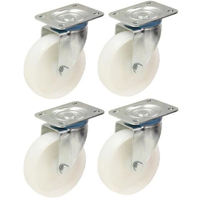 80mm 7.6cm Nylon Casters - Heavy Duty Swivel Caster Set 120kg Each - Set of 4