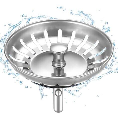 80mm Bouchon d'Evier de Cuisine - épaissi Acier Inoxydable Panier pour Bonde Evier Cuisine - Crépine d'évier Universelle Anti Colmatage avec Attrape Cheveux et Filtre pour éviers de Cuisine