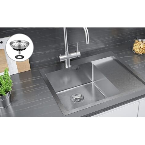 80mm Bouchon d'Evier de Cuisine - épaissi Acier Inoxydable Panier pour Bonde Evier Cuisine - Crépine d'évier Universelle Anti Colmatage avec Attrape Cheveux et Filtre pour éviers de Cuisine
