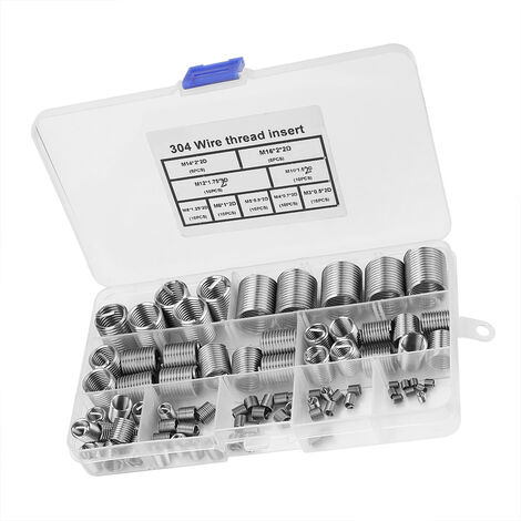 142pcs Kit de Réparation d'Inserts Filetés avec des Inserts de Fil de Type  Helicoil en