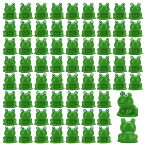 80Pcs Mini Frog Garden Decor Tiny Green Resin Figurines Miniature Outdoor and Home