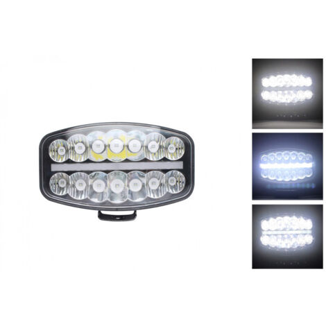 80W LED Лед Фар Халоген, Три Функции, Неон ефект, Neon 24,5см x 13,9см, 4100lm, 12V - 24V, E-Mark Подходящ За DAF MAN Sc