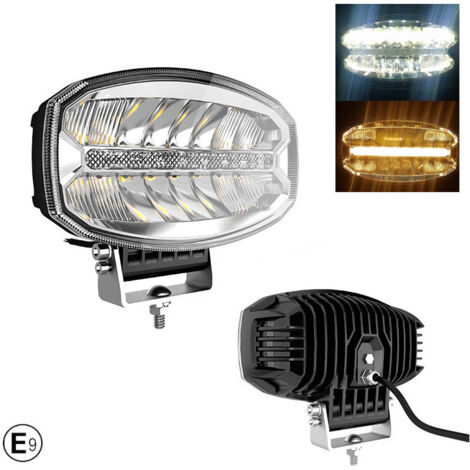 80W LED Лед Диоден Фар Халоген Лампа С Три Функции Неон Neon Ефект Бяло-Жълто / Оранжево 5800lm 12V - 24V E-Mark