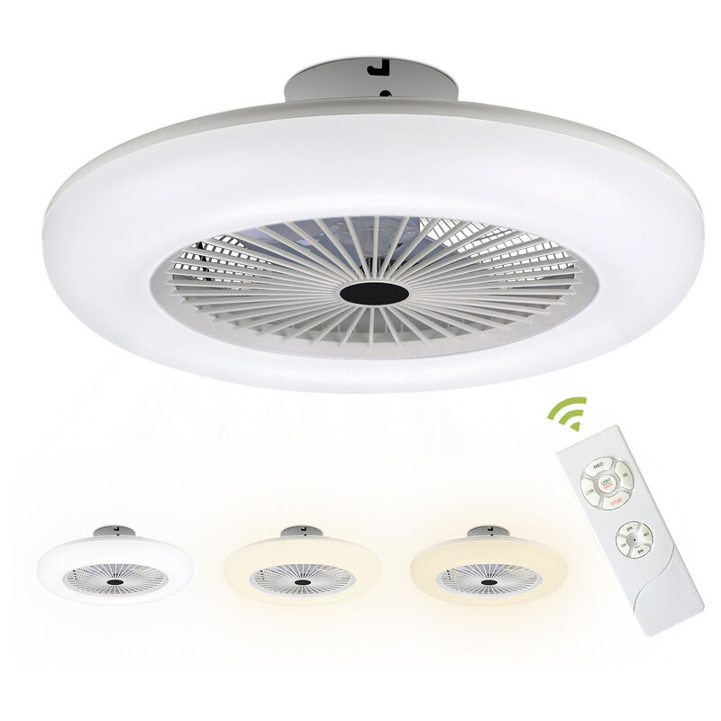 Image of Randaco - Ventilatore da soffitto con telecomando Luce da soffitto ultra silenziosa per soggiorno ristorante camera da letto-3 colori