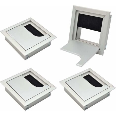 80x 80mm Cache-conduit de câble carré pour organisateur de cordon de bureau encastré pour meubles Aluminium anodisé argent Cache-câble pour conduit de câble Lot de 4