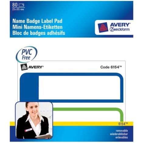 80x Namens-Schilder im Block 25x95mm Weiß Rahmen Blau/Grün
