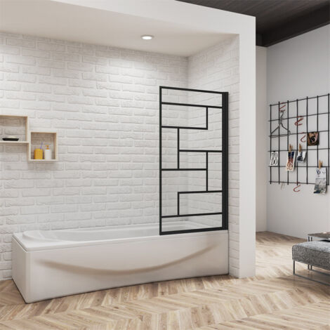80x140cm 6mm Duschabtrennung auf Badewanne Drehwand mit unregelmäßigem Gitter
