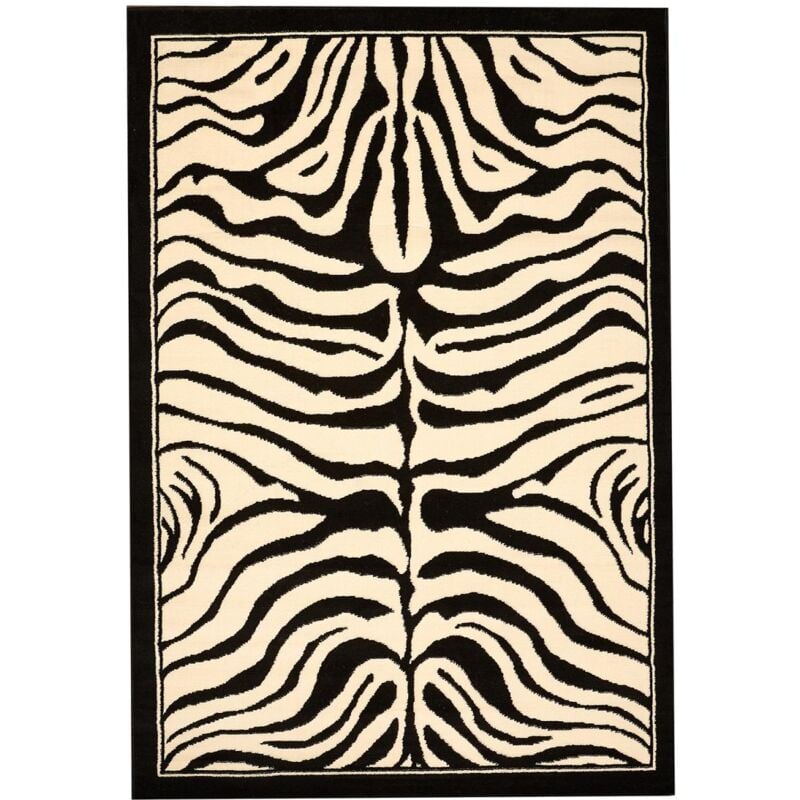 Unamourdetapis - Tapis salon et chambre 80x150 noir rectangle tissé motif animaux AF1 zebre