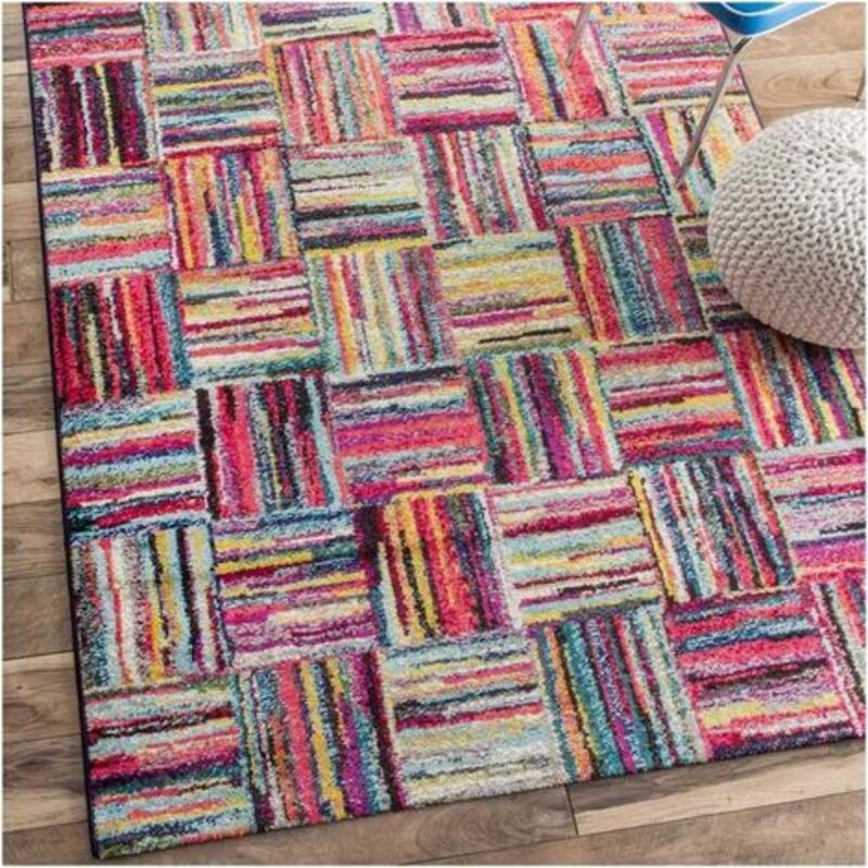 Unamourdetapis - Tapis salon et chambre 160x230 multicolore rectangle tissé motif géométrique brik