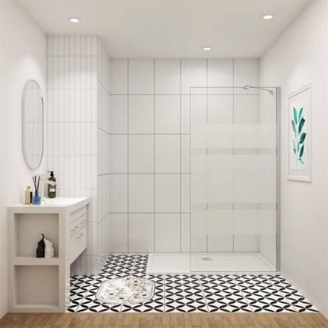 80x190cm 6mm Duschtrennwand mit Milchstreifen Walk in Dusche Glaswand Duschwand Duschkabine