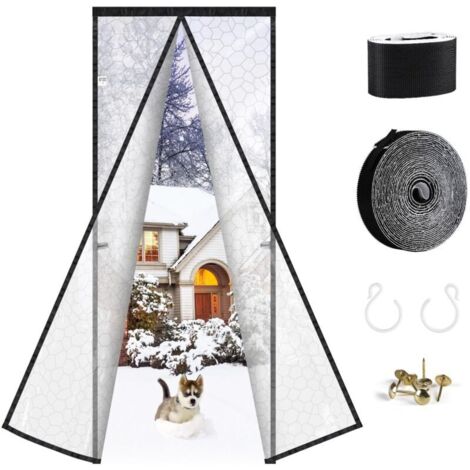 80X200cm Rideau de Porte Isolant Thermique Magnétique en Matériau EVA, Imperméable et Coupe-Vent, Fermeture Automatique, avec Velcro, pour Balcon Cuisine Chambre(Style Cube d'eau)