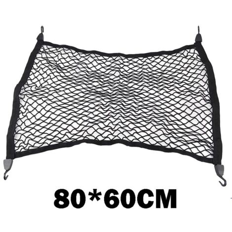 80x60cm Universel Voiture Filet De Coffre Élastique Bagage Rangement Filet Charge Avec crochets