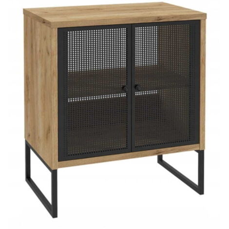 80x70cm Standschrank auf Metallbeinen, schwarze Laminatplatte, Fiora