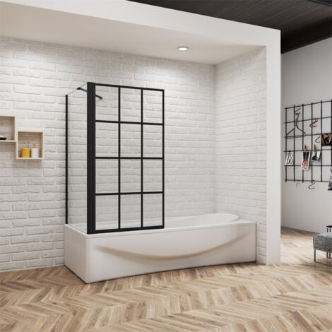 80x70x140cm 6mm ESG Glaswand Drehwand mit Seitenwand Duschabtrennung auf Badewanne