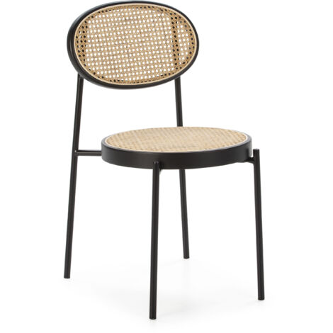 80x75x86 Holz Sessel Schwarz/Soho-100 Stoff/Natural Rattan Möbel für alle Stile, um dem Haus eine Note zu verleihen