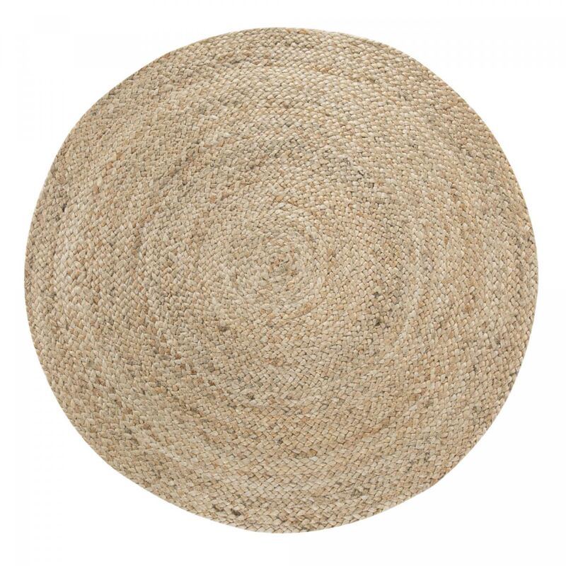 Impalo - Tapis rond tissé Ø80cm beige en jute motif uni pour chambre juteron