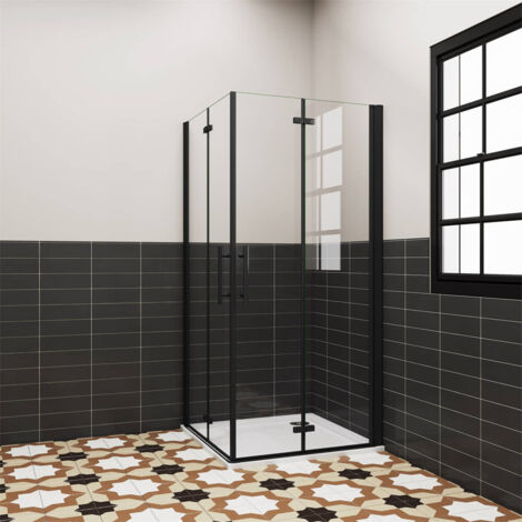 80x80x185cm 6mm ESG Nano Glas Duschkabine Eckdusche Scharniertür Falttür Duschtür
