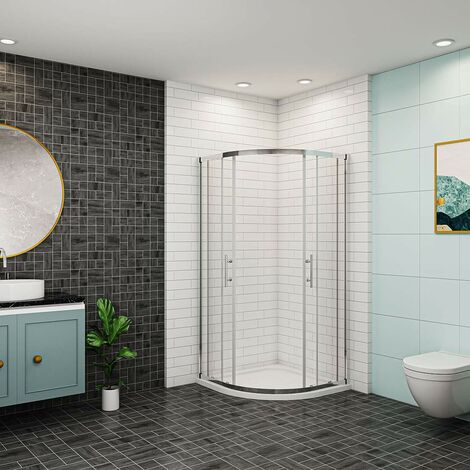 80x80x185cm Duschkabine Runddusche 5mm Glas Viertelkreis Dusche Echtglas