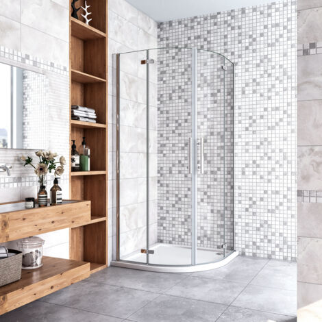 80x80x195 cm Box Doccia Semicircolare Porte Battenti e Pieghevoli Vetro Temperato 6mm Anticalcare Trasparente Cromo Piatto Doccia incluso