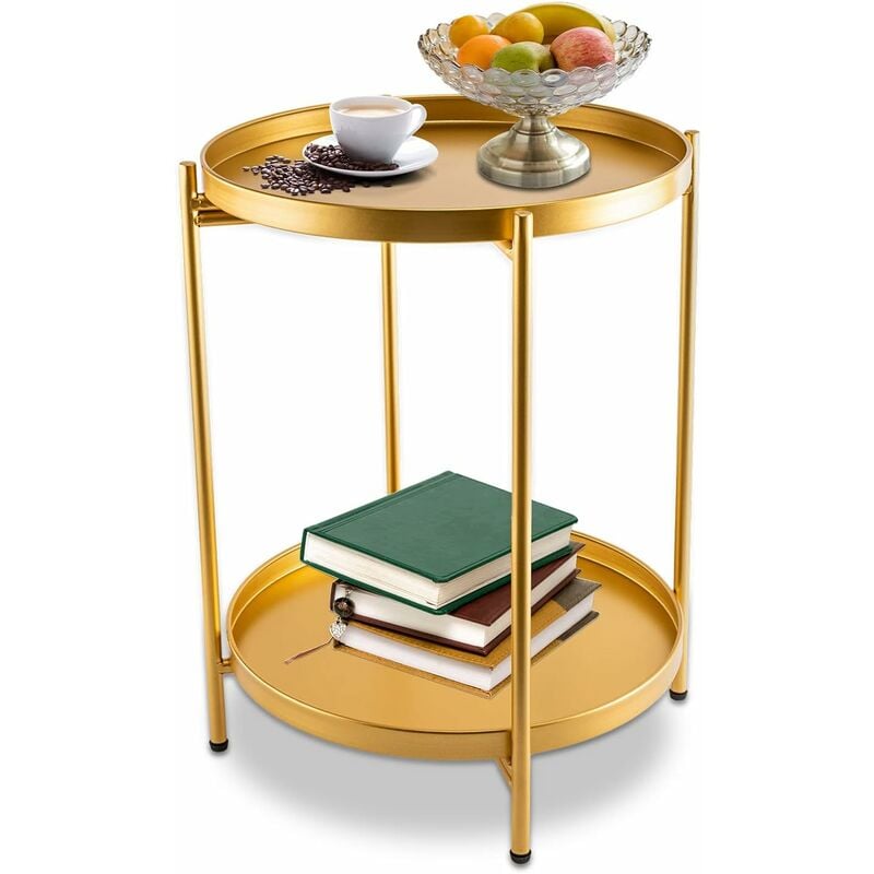 Senderpick - Table d'appoint ronde en métal - 40 x 40 x 51,5 cm - Plateau amovible - Support de table pliable pour l'intérieur et l'extérieur - Pour