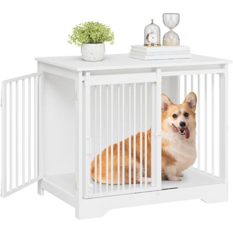 81 cm Cage pour Chiens, Table d'Appoint,Cage pour Chiots,2 Portes