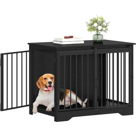81 cm Cage pour Chiens, Table d'Appoint,Cage pour Chiots,2 Portes