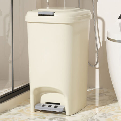 8,1-Liter-Treteimer mit Deckel, großes Fassungsvermögen für Küche und Bad – leichtes, luxuriöses Cremeweiß