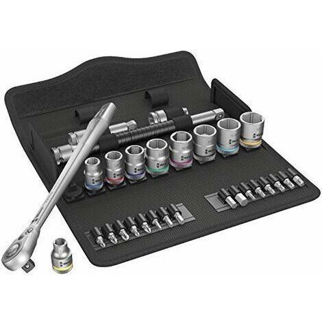 8100 SB 10 Kit con cricchetto Zyklop Metal con passante quadro attaco da 3/8', in pollici, 29 pezzi