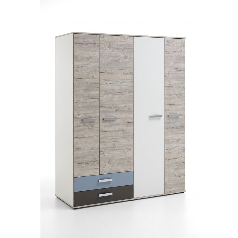 Fmd Mobel - 814-009 NONA 9 Sandeiche Nb. / bunt Kleiderschrank Drehtürenschrank Stauraumschrank Jugendschrank Ju-'SW10617'