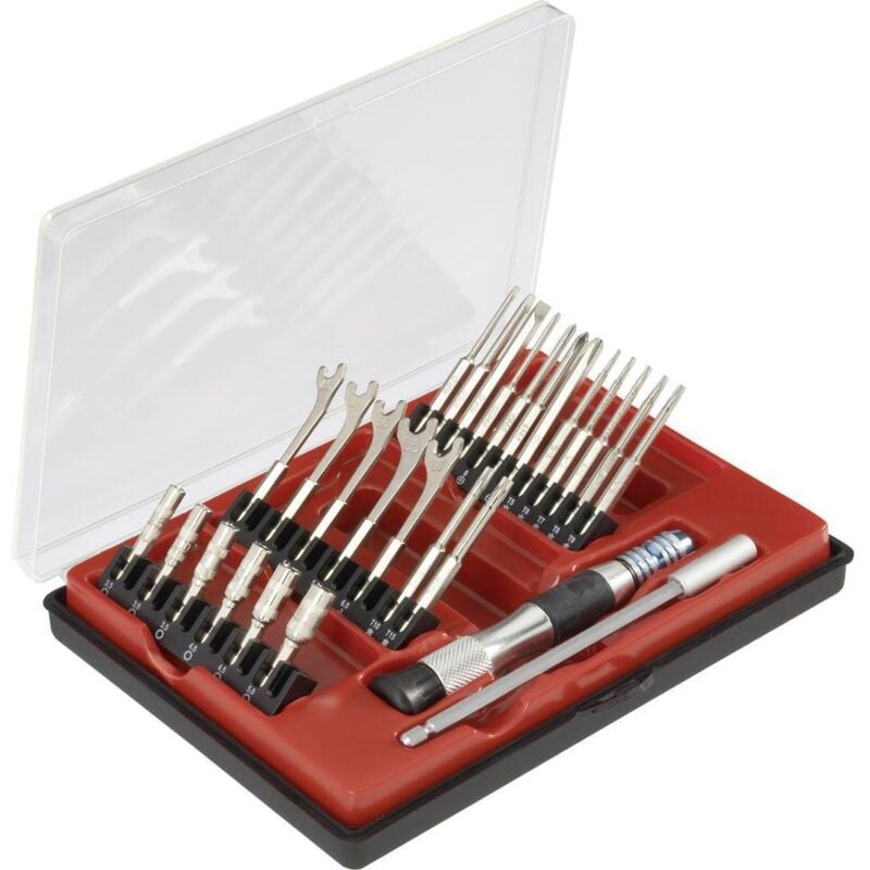 Donau Elektronik 815028 Jeu d'embouts 27 pièces vis à fente, cruciforme Phillips, TORX® intérieur, 6 pans extérieurs
