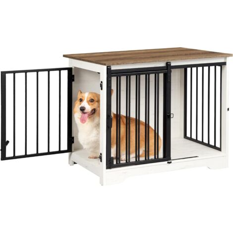 81cm Cage pour Chiens, Table d’Appoint,Cage pour Chiots,2 Portes