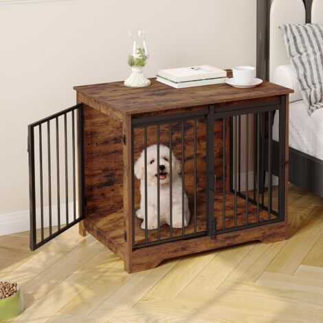81cm Cage pour Chiens, Table d’Appoint,Cage pour Chiots,2 Portes