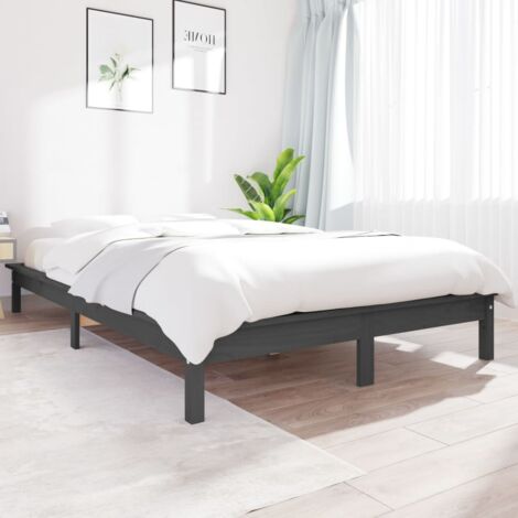 820538  Bed Frame without Mattress Grey 120x200 cm Solid Wood vidaXL