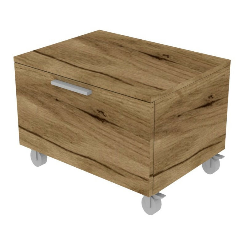 820C - Commode l 60 chambre-bureau à roulettes et 1 tiroir h.32, avec glissières à fermeture lente 60x45x44 (LxlxH) - chêne