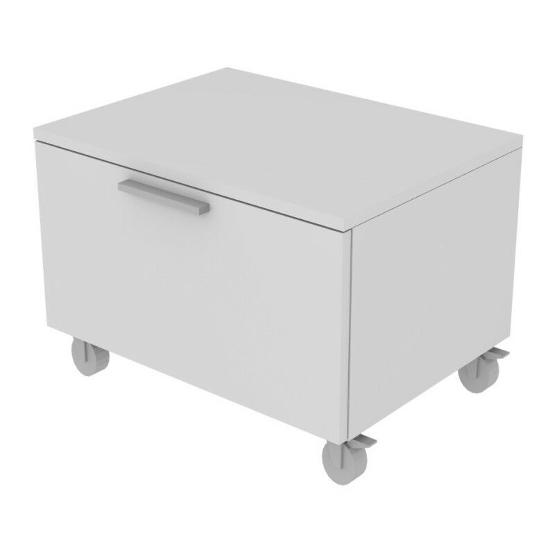 820C - Commode l 60 chambre-bureau à roulettes et 1 tiroir h.32, avec glissières à fermeture lente 60x45x44 (LxlxH) - blanc