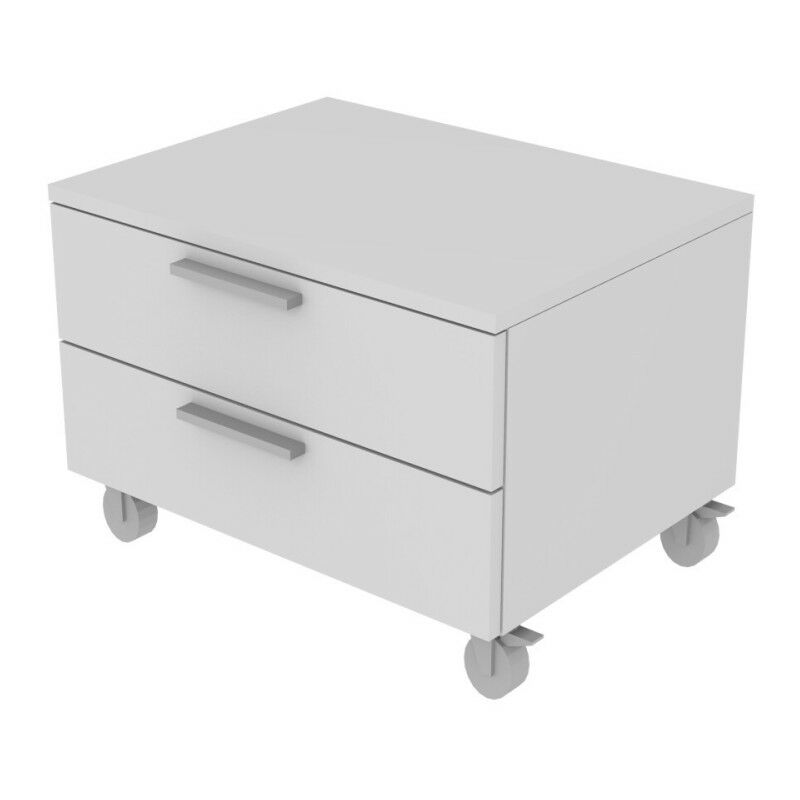 820C2 - Commode l 60 chambre-bureau à roulettes et 2 tiroirs h.16, avec glissières à fermeture lente 60x45x44 (LxlxH) - blanc