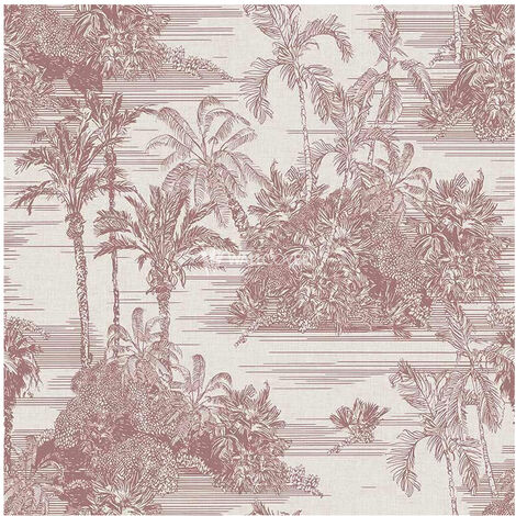 8243 - Vinyl sur Intissé Jungle Toile De Jouy Rouge