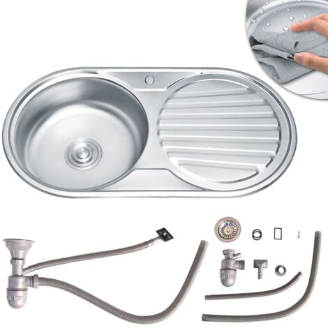 82CM Fregadero de acero inoxidable + balda Fregadero redondo empotrado Lavabo