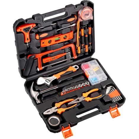 82pcs Ensemble d'Outils de Réparation Mallette à Outils Kit d'Outils à Main Ménagers avec Clés Marteau Boîte de Rangement en Plastique pour l'Entretien de Maison Réparation Quotidienne Bricolage