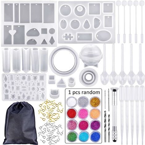 83 Pcs Moule en Silicone pour Bijoux, Silicone Moule pour Résine, Moules à Bijoux en Résine, Artisanaux Bricolage Résine pour la Fabrication de Bijoux en Cristal Pendentif Bracelet