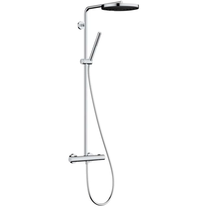 Pulsify s Puro - Set de douche avec thermostat, diamètre 26 cm, 1 jet, EcoSmart, chrome 24223000 - Hansgrohe