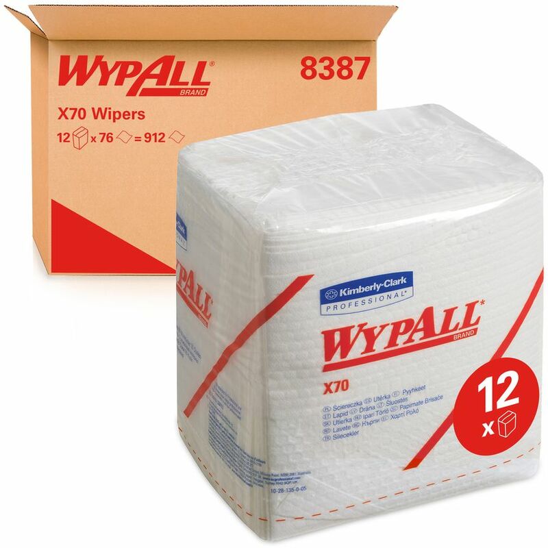 8388, X80 Quarter Fold Cloths, 1 ply, white, 4 packs x 50 cloths - White - Wypall
