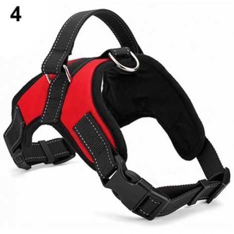 839754 Harnais pour chien de grande taille, harnais de dressage réglable et doux, sortez à la main avec sangle gilet, rouge L
