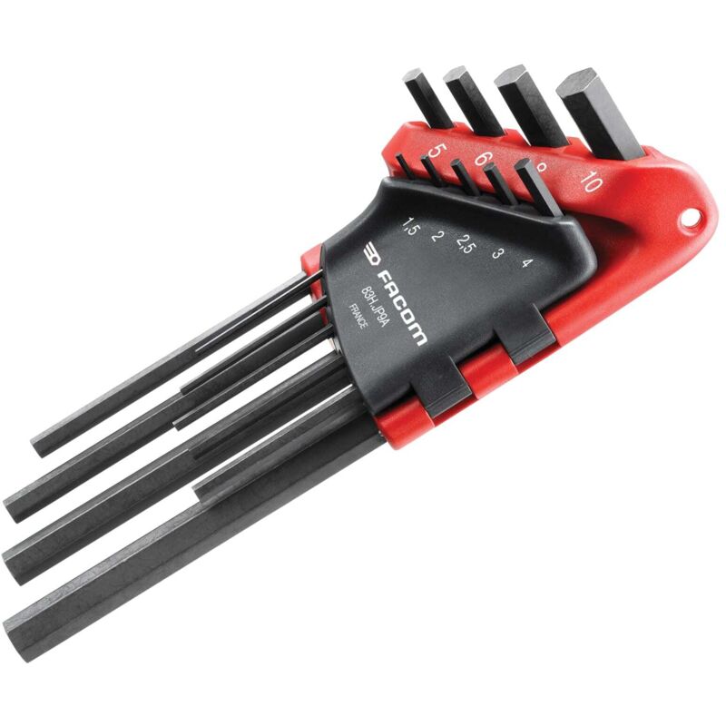 Facom - 83H.JP9A Metric Hexagon Key Long Arm Set, 9 Piece FCM83HJP9A