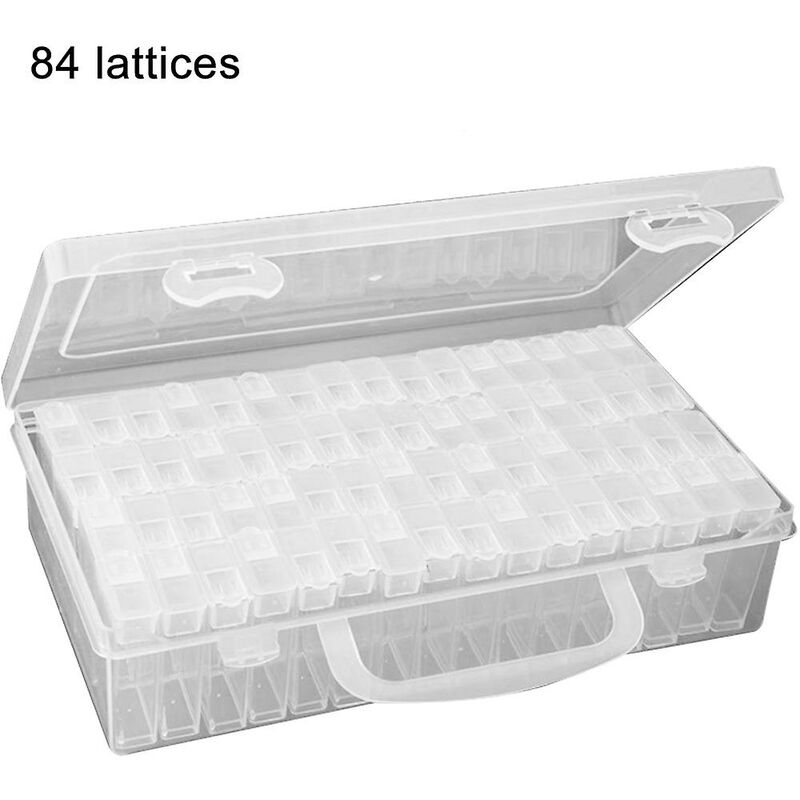 Image of Fortuneville - 84 griglia scatola trasparente fai da te con perline pittura diamante scatola di immagazzinaggio scatola di perline di riso di vetro