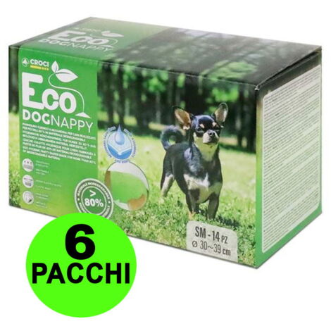 84 Pannolini igienici per cani Eco Dog Nappy S 30-39 cm - 6 pacchi da 14 pezzi cad.