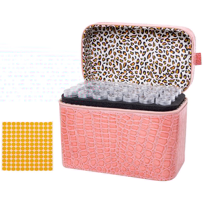 

Caja de almacenamiento de diamantes de 84 ranuras, accesorio de pintura de diamantes de imitacion,Rosado