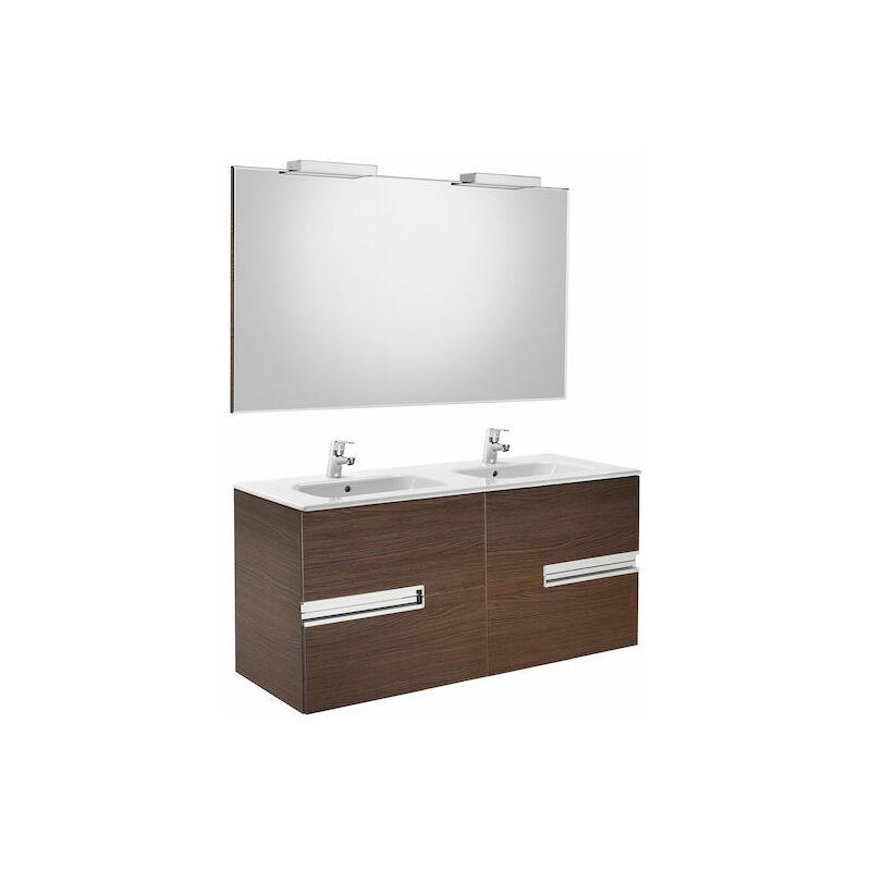 

8414329937213 Roca - Pack (mueble base lavabo doble espejo y dos apliques) - 120 cm, Serie Victoria-N , Color Wenge texturizado